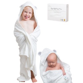 DaisyGro Luxury Hooded Towels for Kids Extra Large 90x90cm, Newborn Baby Bath Towel or Older Kids Poncho Towel, Thick Soft Absorbent Bamboo, Gift Boxed for Baby Shower. British Seller