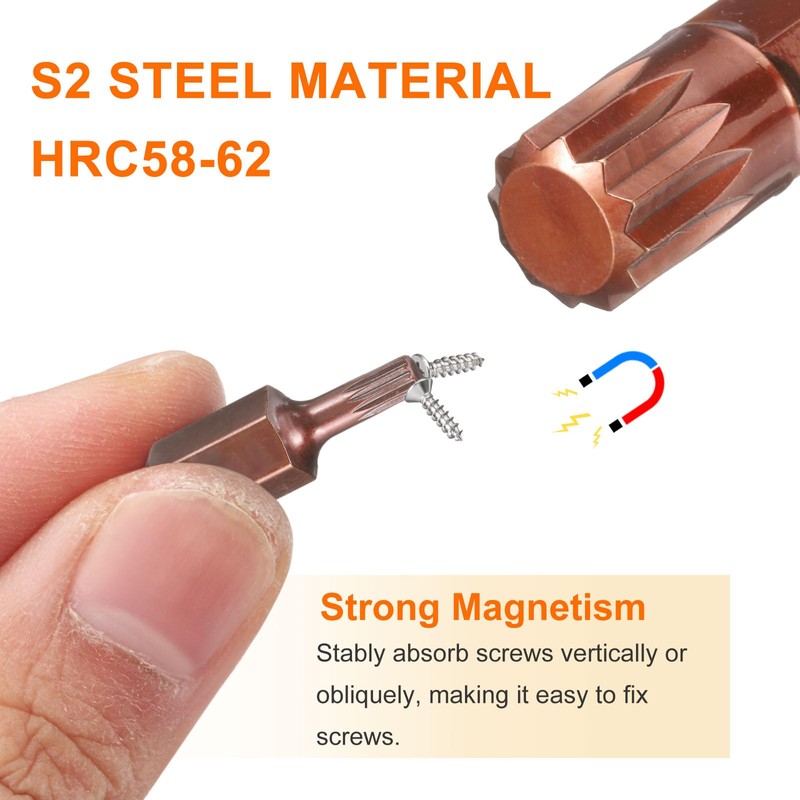 sourcing map M12 Torx Screwdriver Bit 10mm Hex Shank 30mm