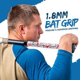 1.8mm Bat Grip, Great-Tacky Bat Wrap, Non-Slip Dotted Baseball Bat Tape, 43'' Batting Grip for Baseball & Softball Bats, with 10M Black Electric Tape (Red Blue White)