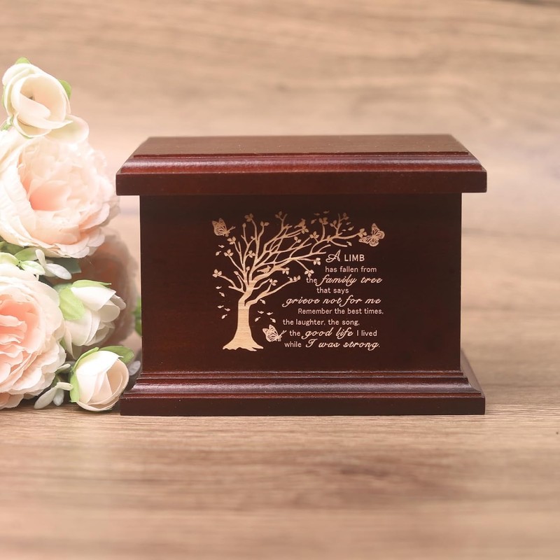 6 Inch Small Wooden Urn for Human Ashes - Keepsake