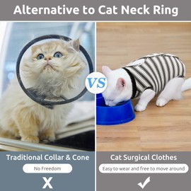 CITÉTOILE Cat Bodysuit After Surgery, Post-Operative Cat Clothes for Abdominal Wounds, Recovery Suit Clothing After Surgery, E-Collar Alternative for Cats Dogs, Black, S