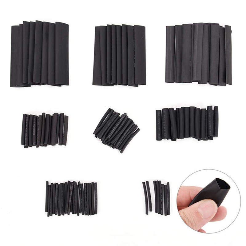 127Pcs Heat Shrink Tubing Kit 12 Sizes Black Electric Insulation
