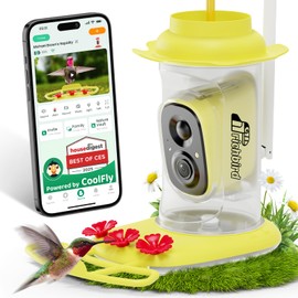RichBird Smart Hummingbird Feeder with Camera Solar Powered, AI Identify, Instant Notification, Leakproof & Ant Moat, Outdoors Hanging, Idea Gift for Bird Lovers (20 oz)