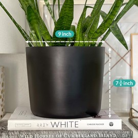 Willowy 12 Inch Large Plant Pot (Black) - Slightly Tapered Ceramic Indoor Planter Pot, Large Black Modern Planter, 12 Inch Pots for Plants, Outdoor Flower/Tree Pot