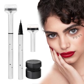 GEMERRY Lower Lash Stamp with Waterproof & Smudge-Proof Ink 2 in 1 Eyeliner Liquid Kit (Black)