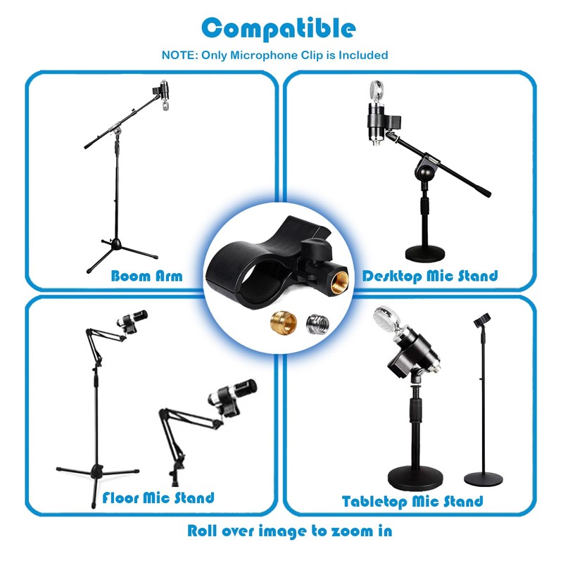 KayNicam 1 Pcs Microphone Clip, Mic Holder for Microphones with