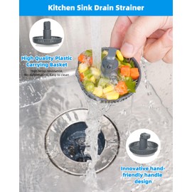 Hibbent 3 in 1 Kitchen Sink Drain Strainer and Stopper Combo, Chrome Stainless Steel Wraped Shell, Anti-Clogging Basket Strainer with Foldable Handle for US Standard 3-1/2" Drain