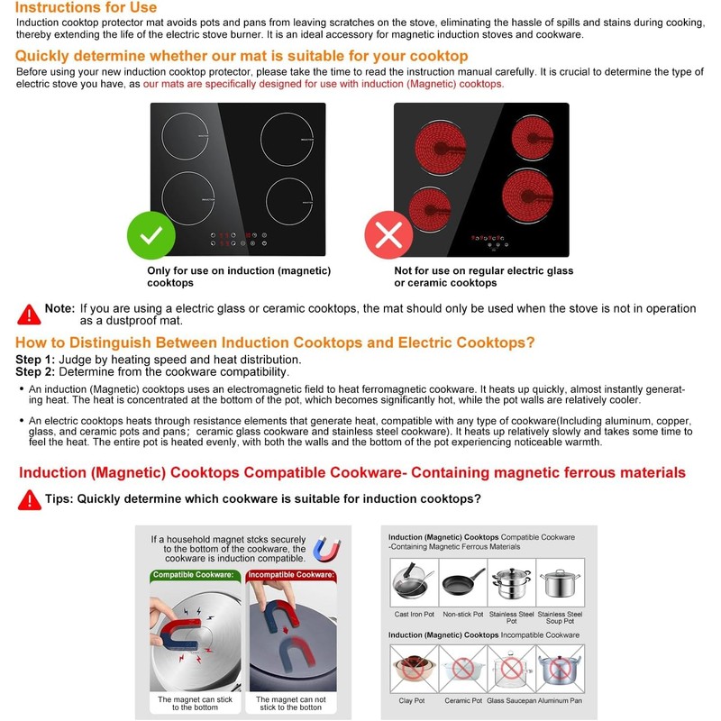 KitchenRaku Checkered Large Induction Cooktop Protector Mat with Plastic Bowl