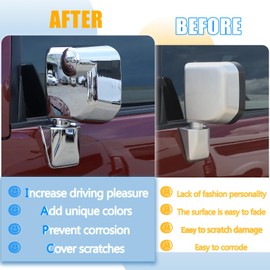 Car Rearview Mirror Protective Cap Trim Compatible with Toyota FJ Cruiser 2007-2021, ABS Outside Side Door Rear View Mirror Decoration Cover Auto Exterior Accessories-6PCS (Bright silver)