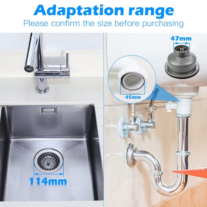 inodiref Stainless Steel Kitchen Sink Basket Strainer Plug Waste Kitchen