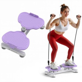 MERACH Waist Twist Machine Slim Waist and Toned Abs Waist Twister Can Stand with Feet Apart Double Non-slip No Noise Use Exercise Equipment Abdominal Roller Workout:_Purple