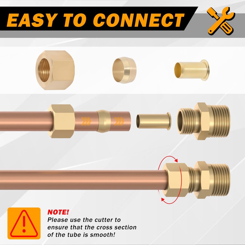 HASAOMOI 255PCS Brass Compression Sleeves Ferrules Inserts Nuts Fittings for