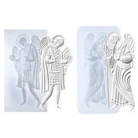 FUNSHOWCASE Art Molds for Polyclay Air Dry Clay Plaster, 2 Carved Archangel Symbols