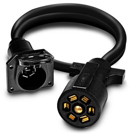 True Mods 3ft 7-Way Trailer Plug Wiring Harness [7-Pin Trailer Cord Extension Wire Cable] [Gooseneck Hitch Extender] [Plug-N-Play] [10-14AWG] 7 Prong Trailer Tow Wire Connector for RV Flatbed Camper