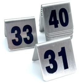 10 tarjetas de metal apilables estilo tienda de campaña, soportes para tarjetas de lugar para celebración, boda, fiesta, restaurantes, cafeterías, bares, reuniones, sala de reuniones, juego de mesa (pequeño 31-40, negro)