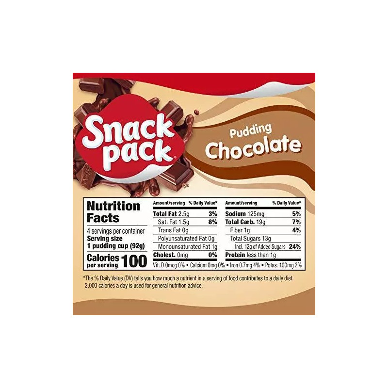 Snack Pack Chocolate Pudding Cups, 4 Count