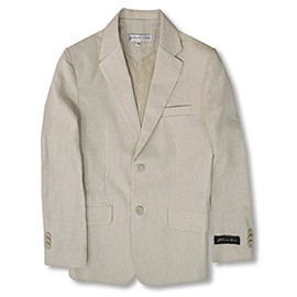 Boys' Cotton/Linen Blend Blazer Jacket #JL38 (5, Natural)