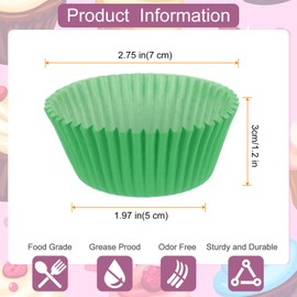 sourcing map 100 Count Cupcake Liners Green Cupcake Cups Standard Size Muffins Liners Papers Baking Cups Wrappers Greaseproof for Party Wedding Birthday