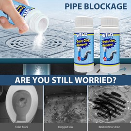 Sink and Drain Cleaner Powder Kit, Fast-Acting Clogged Pipe Opener for Kitchen Bathroom Pipes and Floor Drains - Drain Clog Remover for Routine Home Plumbing Maintenance (2PCS)