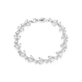 Ever Faith Wedding Tennis Bracelet for Bride Bridesmaid, White Gold Plated Marquise Cubic Zirconia Elegant Bridal Prom Lightweight Bracelets for Women