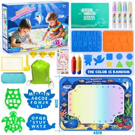 Water Doodle Mat for Kids 32x40 Inch, Mess Free Coloring Mat Educational Toy for 3 4 5 6 7 8 Years Old Girls & Boys, Neon Color Mat Doodle Board Writing Drawing Toys Holiday Christmas Birthday Gifts