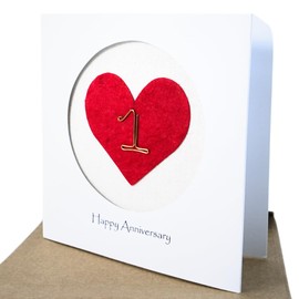 Camellia Bees 1st First Year Wedding Anniversary Card For Her Him, Handmade Anniversary Card for Wife, Husband, Couple((1st)