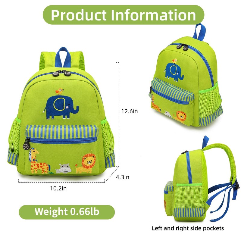 willikiva - Mochila 3D para niños y niñas, verde (Green