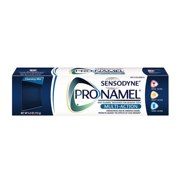 Sensodyne Pronamel Multi-Action Enamel Toothpaste for Sensitive Teeth, to Reharden and Strengthen Enamel, Cleansing Mint - 4 Ounces