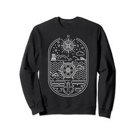 Nautical Compass Rose Vacation Sailing Fishing Pacific Coast Sweatshirt