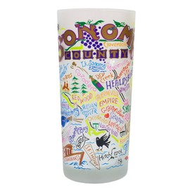 Catstudio Sonoma County Glass, Frosted Glass Cup for Kitchen, Bar Glass Drinking Glasses, Everyday Drinking Cup or Cocktail Glass, 15oz Dishwasher Safe Glass Tumbler, Wedding Gifts