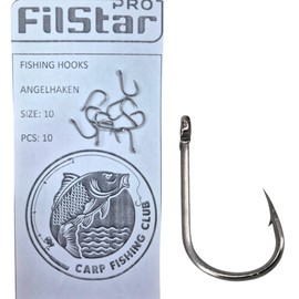 PRO FILSTAR 10 Piece Fishing Hook Set - Method Feeder Accessories - Carp Fishing - Carp Fishing - Carp Fishing Hooks - Fishing Accessories - Carp Hooks for Boilies - Pop Up Carp Rigs (#10)