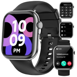 Smartwatch Women Men with Phone Function, 1.8 Inch Fitness Watch Women with Heart Rate, SpO2, Sleep, Stress Monitor, 100+ Sports Modes, IP68 Waterproof Sports Watch Pedometer for Android iOS Black