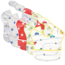 TSD Baby Bibs Waterproof Feeding Bibs 5pack Adjustable Mealtime Poctet Bib for Newborn Toddler Infant Easy Clean Durable Baby Essentials Shower Gift