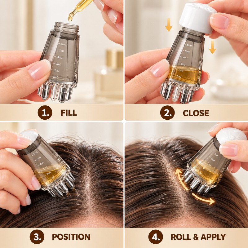 Mini Scalp Oil Applicator for Hair Care – 6ml Roller