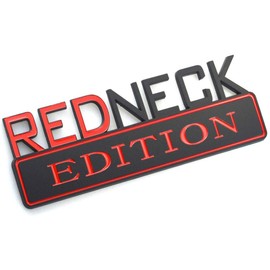 1pcs Redneck Edition CAR Emblem Chrome Badge 3D Sticker Decal Compatible with F-150 F250 F350 Silverado RAM 1500 (Red/Black)