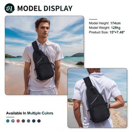 SUIKIHUM Small Sling Bag, Water Resistant 11 Inch Crossbody Chest Bags Oxford Daypack Backpack with Headphone Jack with Anti-theft Pocket for Men Women (Multicolor)