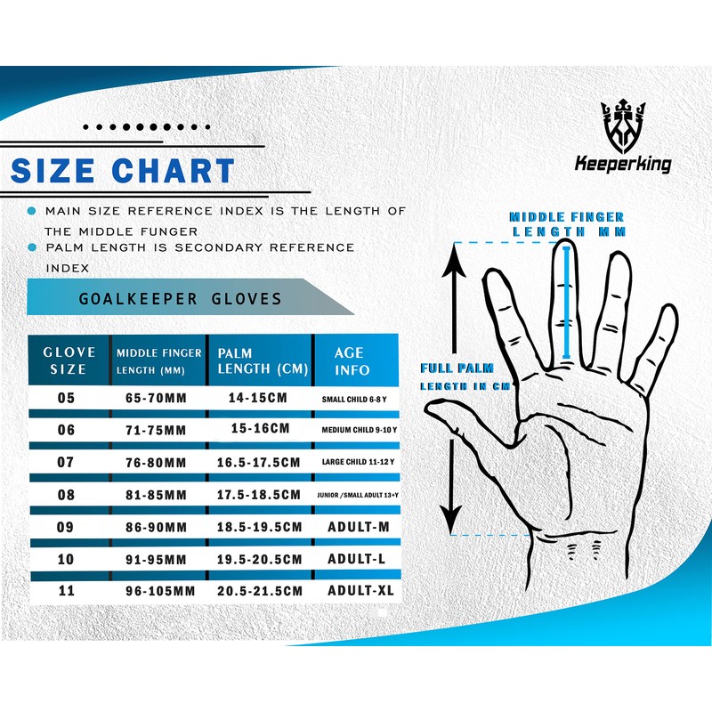 Keeperking Goalkeeper Gloves for Adults Football Gloves Men's Inner Seam