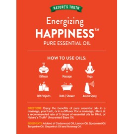 Nature's Truth Happiness Essential Oil | 15 mL | for Diffusers and Aromatherapy | Pure Plant Based, Non-GMO & Gluten Free