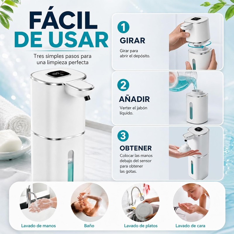 KTMOUW Dispensador de Jabon Automático Sensor Lnteligente Sin Contacto