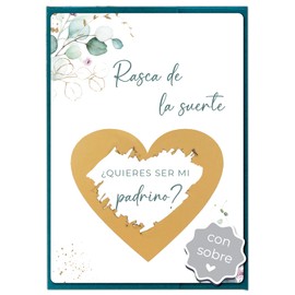 Joli Coon Tarjeta de rascar Quieres ser mi padrino con sobre