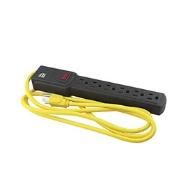 SANELEC, Barra Multicontacto con Supresor de Picos, 6 Entradas, Protección de Sobrecargas, Cable de 180 cm, Modelo 8619