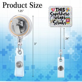 PUVOXHO This Superhero Wears Scrubs Funny Glitter Badge Reel, Retractable Badge Holder with Alligator Clip for RN LPN CNA ICU Lab Medical Assistant Pediatric, Medical Gifts for Nursing Doctor Nurse