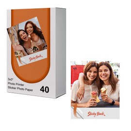 Compatible with Liene Amber M210 & M110 3x3"Sticker Photo Paper 40 Sheets, Sticker PaperAdhesive,Instant Photo Paper Only forDHP514/DHP515 Photo Printer for Scrapbook(OnlyPaper)