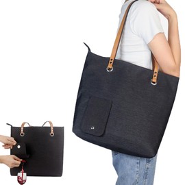 Wine Shopping Bag, Canvas Wine Purse with Hidden Dispenser, Insulated Large Wine Carrier Bag, Portable Wine Output Bag for Beach, Travel, Concert, Camping, Picnic, Black