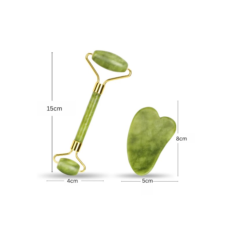 Gua Sha and Face Roller Set Jade Facial Beauty Body