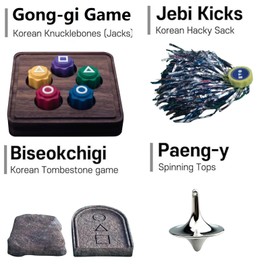 gonggi Korean Game,Korean Traditional Play Game Set:Gong-gi,Paeng-y,Biseokchigi,Jebi Chagi,DDAKJI Game Set, Family Travel Game,Korean Folk Game Set(5 in 1)
