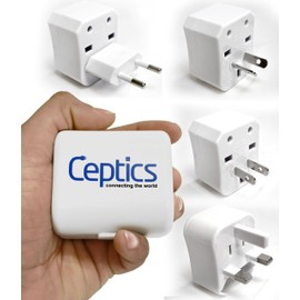 Ceptics International Travel Plug Adapter Kit, 3 Pcs