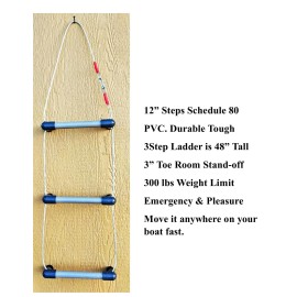 NEDA 3 Step BOAT LADDER  FOLDING STAINLESS STEEL Use on Pontoon, Sailboat, Power Boat