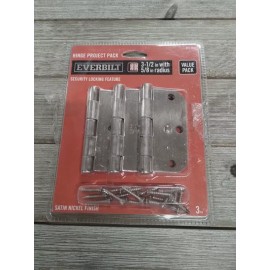 Everbilt Hinge Project Pack 3-1/2" with 5/8" Radius Value Pack Satin Nickel