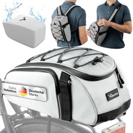 Valkental - 3-in-1 Bicycle Bag for Pannier Rack - 10L Volume - Insulating Pannier Rack Bag with Backpack Function - Waterproof and Reflective